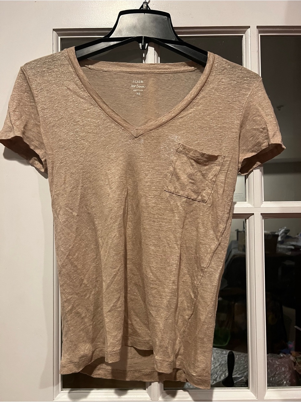 J. Crew Short-Sleeve V-Neck Pocket Tee in Light Taupe